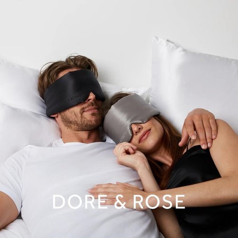 Dore & Rose Deep Sleep Mask Light Blocking, 23 Momme Mulberry Silk Eye Mask, Ultra Soft, Adjustable - Travel Sleeping Mask for Men & Women (Charcoal)