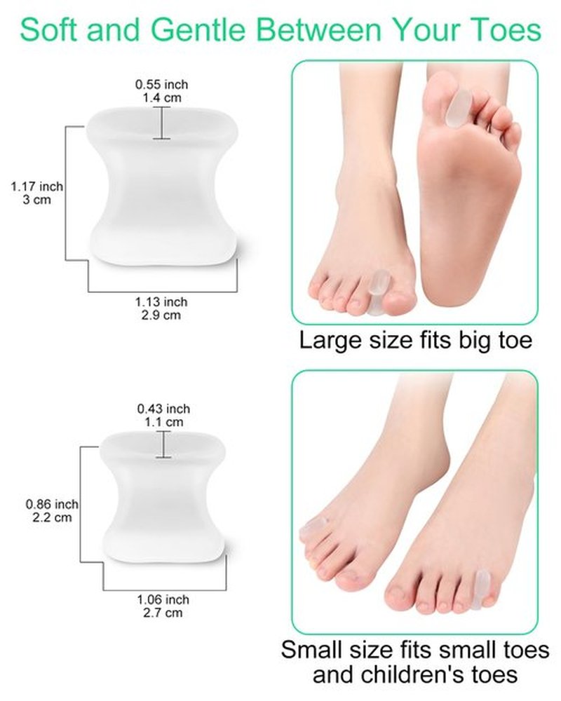 PGRODE 12 Pack Gel Toe Separators Silicone Toe Spacers for Women Men Bunion Corrector Toe Pain Relief, Toe Alignment, Soft Toe Spacer for Crooked Toes, Overlapping Toes, Hammertoe Correction (Small)