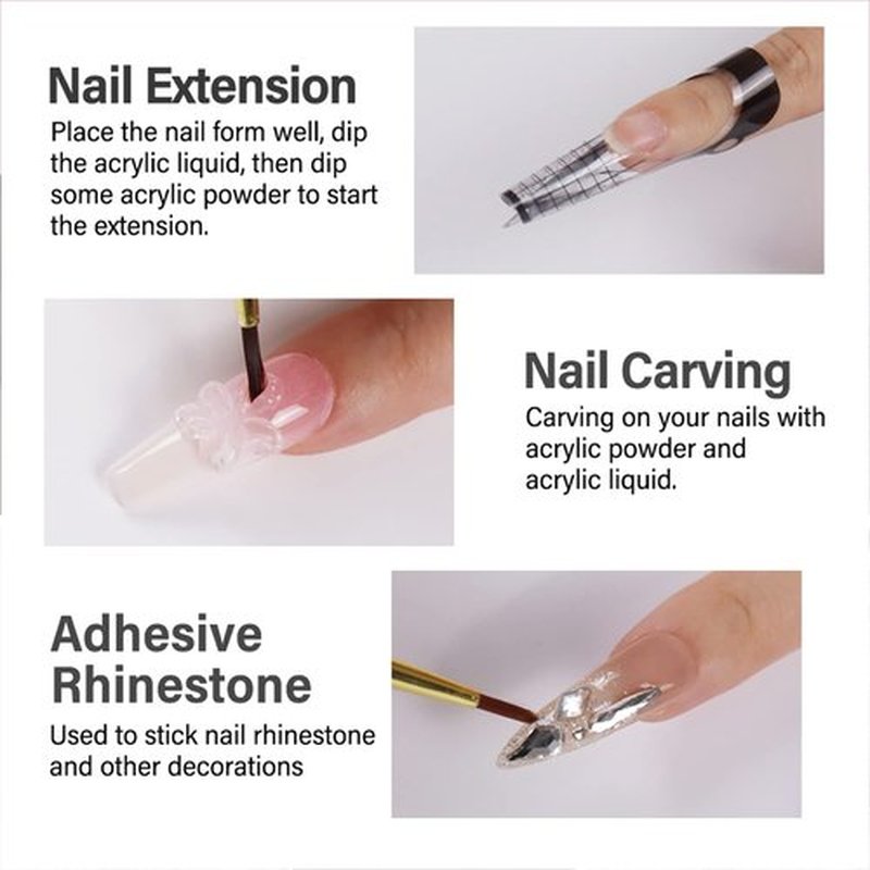 MAGIC ARMOR Acrylic Liquid Monomer and Acrylic Powder Set - 3 Colors Powder Clear Pink White Professional Monomer Liquid 5oz For Nails Extension Kit