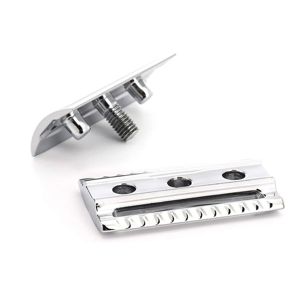MÜHLE EDITION Chrome 2-Piece Shaving Set - Classic Closed Comb R89 Safety Razor & Razor Stand – Safety Razor Kit for Men, Shaving Razor, Straight Razor Shaving Kit for Men