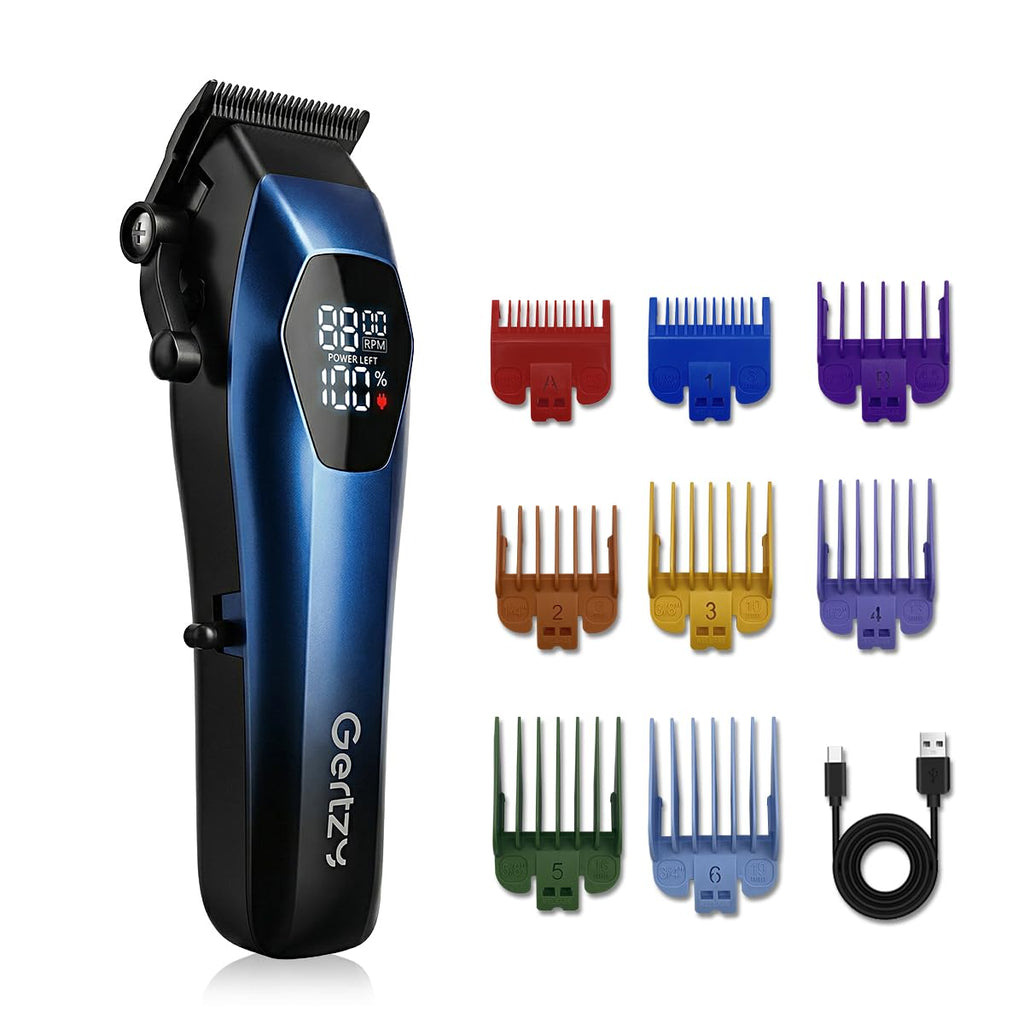 Professional Hair Clippers for Men, Rechargeable Mens Hair Clipper, High Speed, Cordless Barber Clippers for Hair Cutting. Hair Trimmer Kit for Household, 8 Guide Combs, USB-C Charging