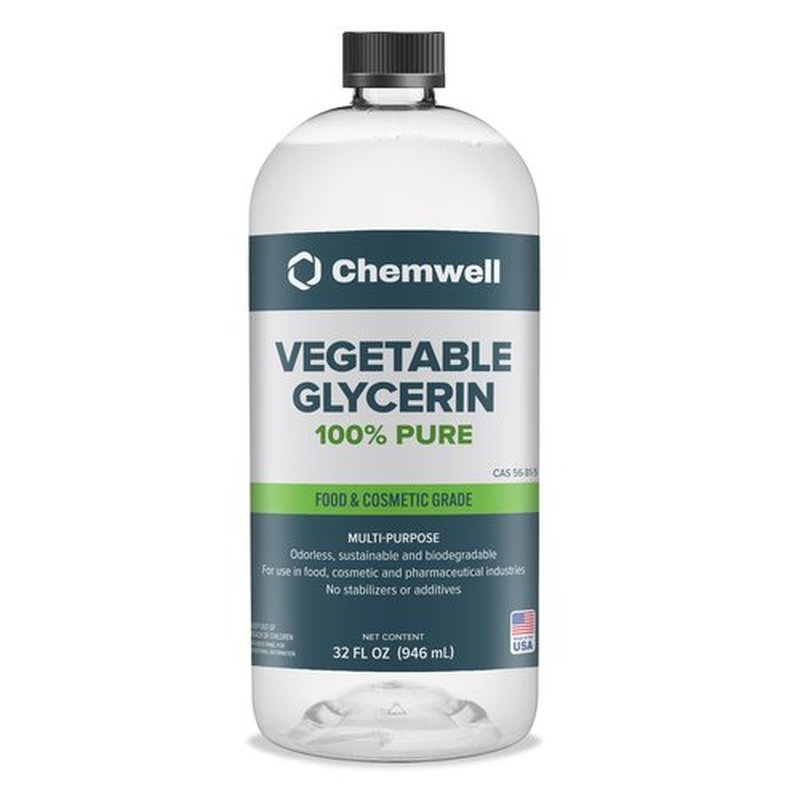 Chemwell Vegetable Glycerin (32 fl oz) - 100% Pure, Food Grade, USP - Moisturizer and Cleanser For Skincare, DIY Beauty, Crafts, Baking & Floral Preservation