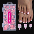 SWRITATSK Press On Toe Nails,French Press On Toenails For Women,Square Toe Nail Press Ons Toe Nails,120Pcs Toe Nail Tips,12 Sizes Ombre Pink Wearable Full Cover Fake Toenails,False Nails Gel Toe Nails