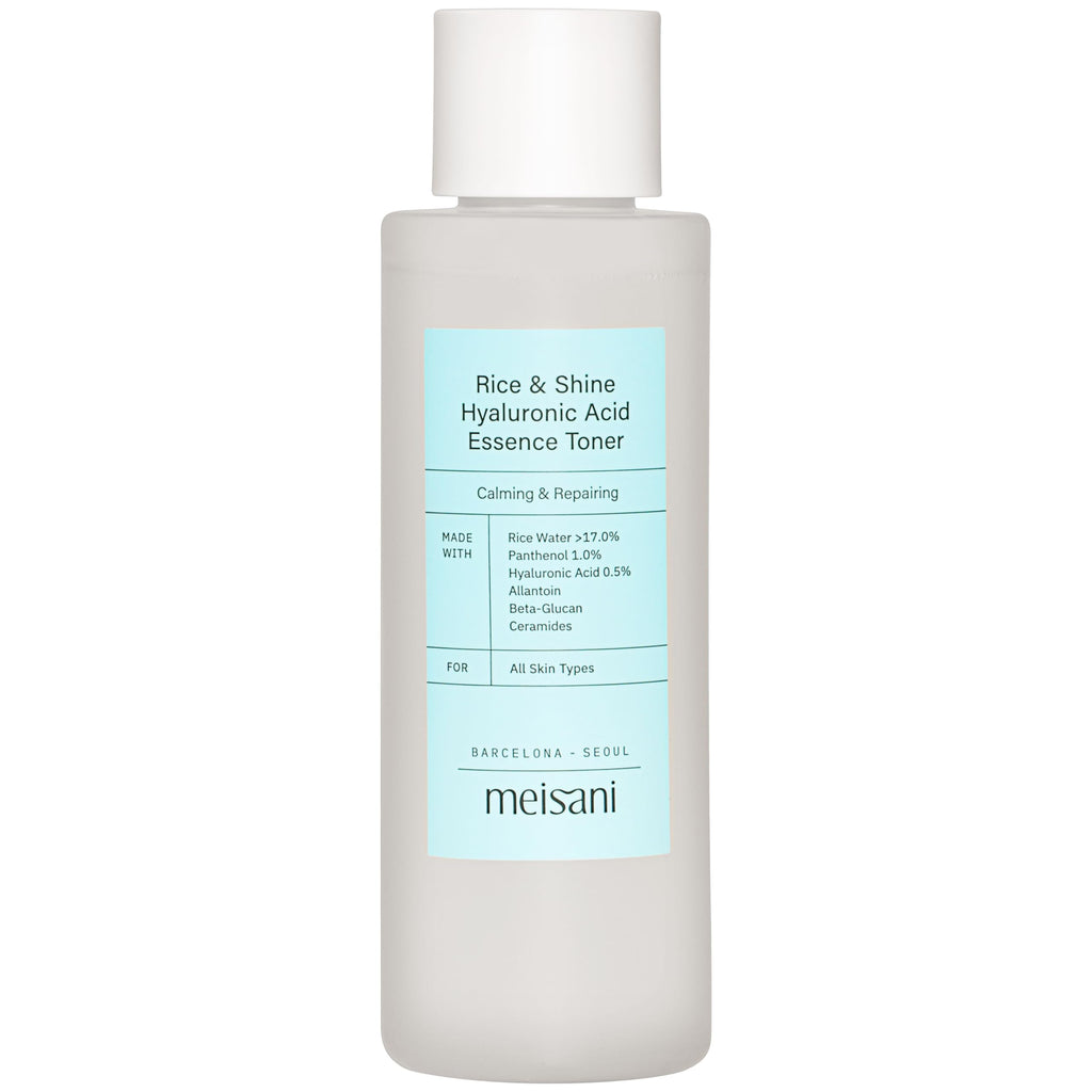 Meisani Rice & Shine Hyaluronic Acid Essence Toner - Hydrating Brightening Facial Toner with Ceramides and Panthenol| Korean Vegan Skincare | 5.07 fl.oz.