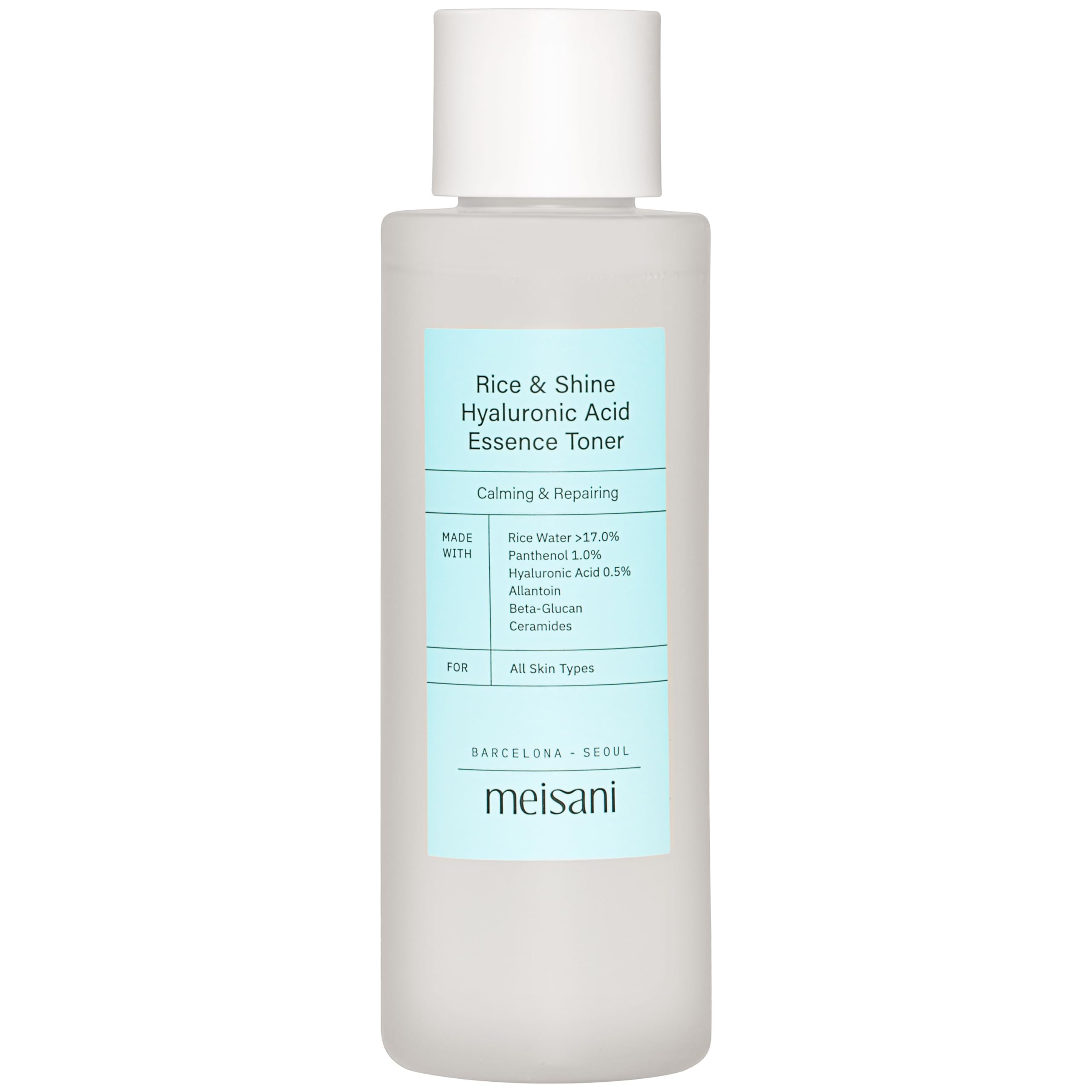 Meisani Rice & Shine Hyaluronic Acid Essence Toner - Hydrating Brightening Facial Toner with Ceramides and Panthenol| Korean Vegan Skincare | 5.07 fl.oz.