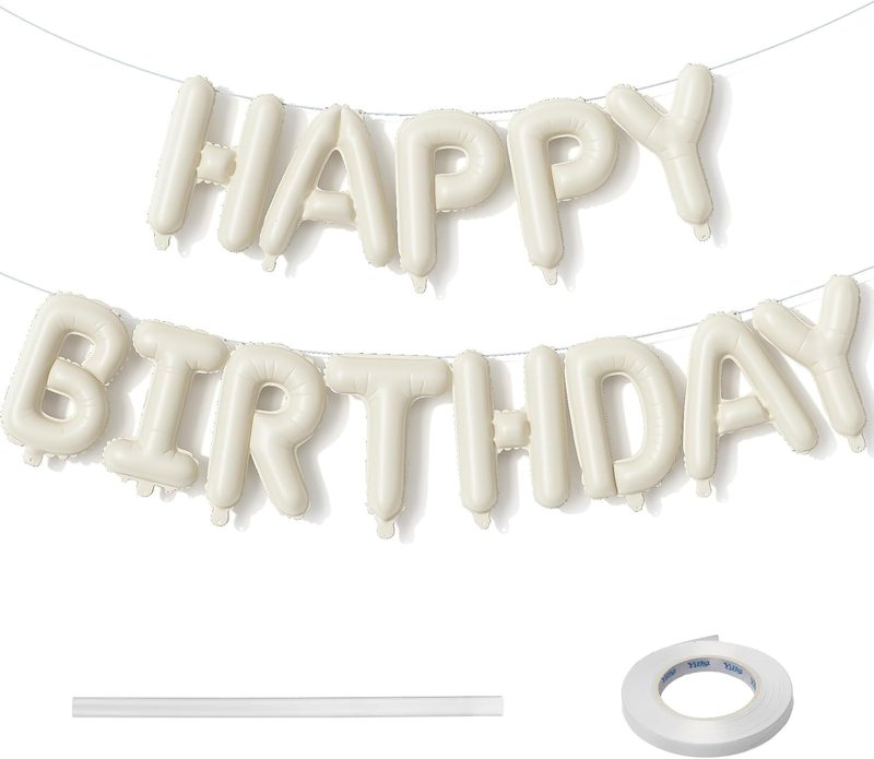Beige Number 1 Balloon - Happy Birthday Balloon Banner for First Birthday Celebration