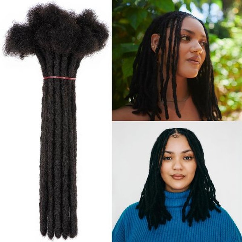LinkMai 0.2-0.8cm Locs 8-18 I nch 20 Strands 100% Real Human Hair Dreadlock Extensions for Man/Women Permanent Loc Extensions Bundles Can Be Dyed Bleached Curled & Twisted (0.4CM, 1B, 14 INCH)