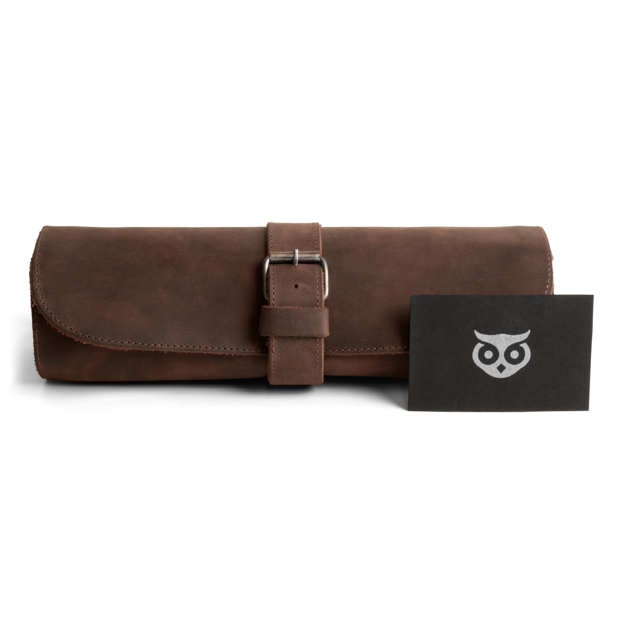 Hide & Drink, Cylinder Watch Case, Holds 4 Watches, Storage Box, Jewelry Roll Organizer, Travel Accessories, Full Grain Leather, Handmade, Bourbon Brown