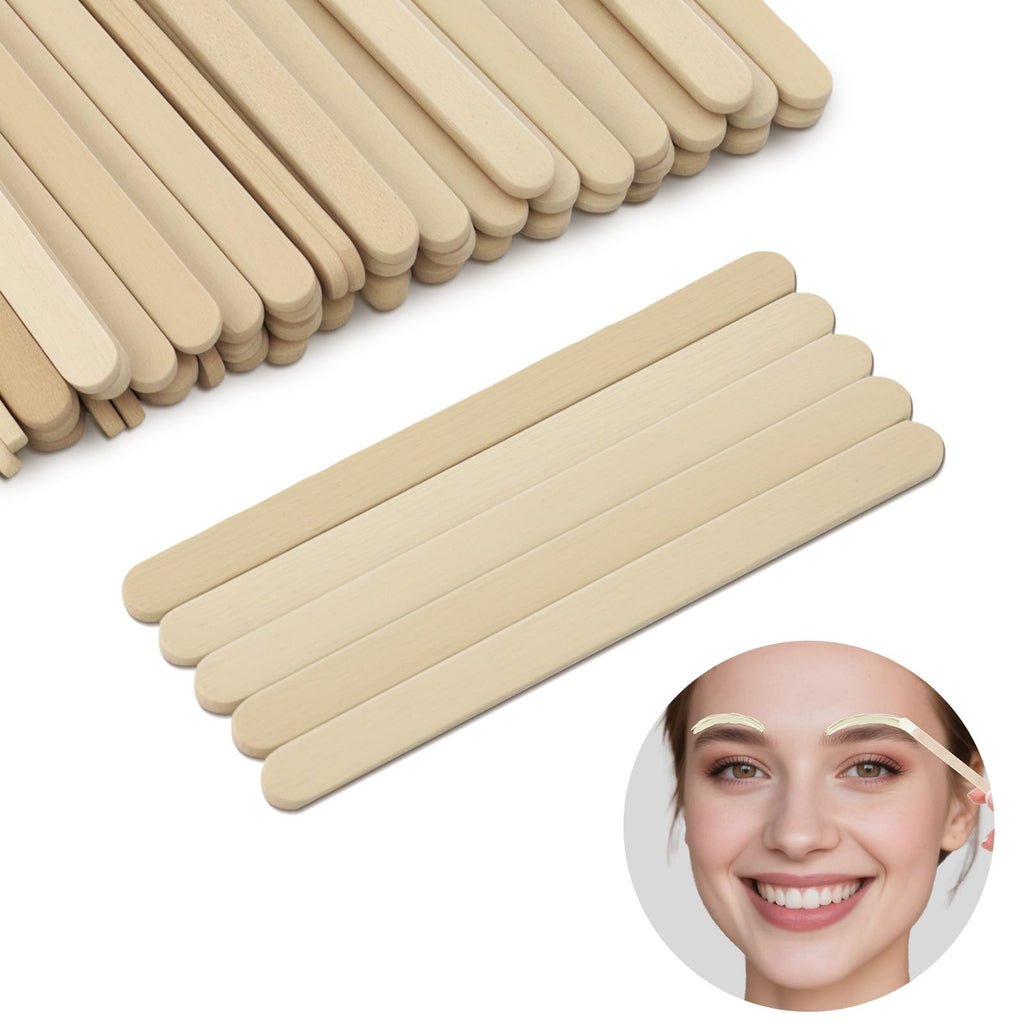 AUZEAL Small Eyebrow Wax Sticks, Mini Wooden Waxing Sticks for Eyebrow Face Lip Hair Removal, Precision Wax Applicator, 50 Pcs