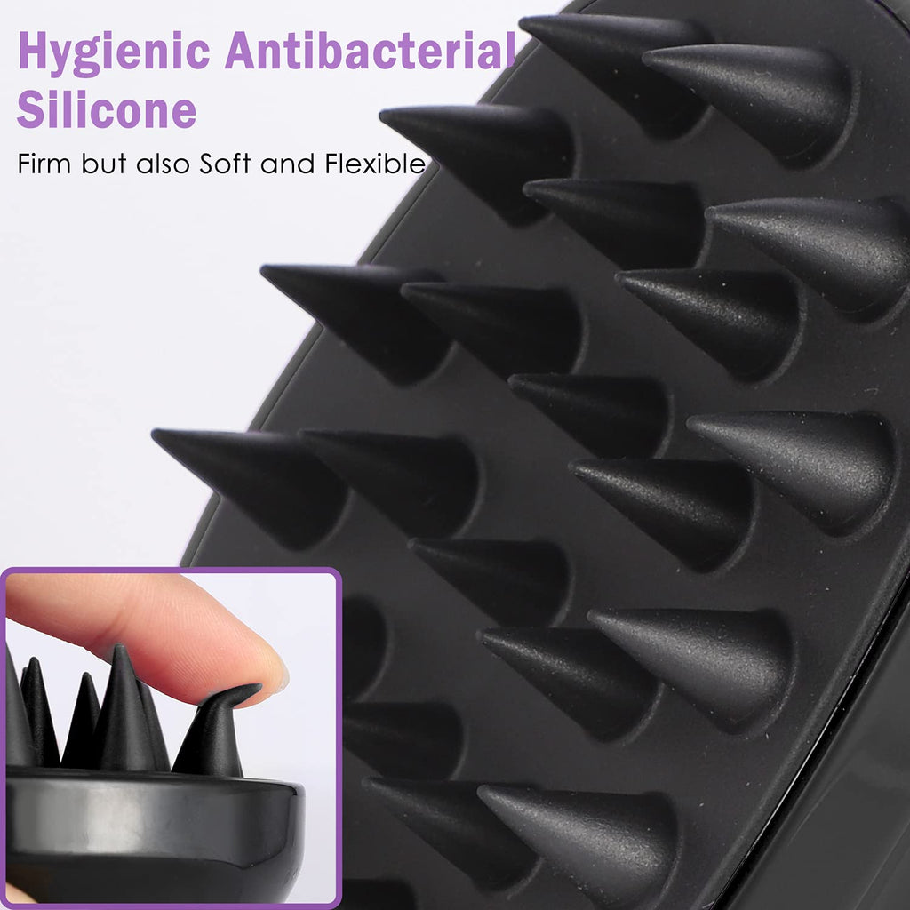 Sosoon Scalp Massager Shampoo Brush, Hair Scalp Scrubber Shower Hair Brush Head Massager for Stress Relax Hair Growth, Dandruff Brush Scalp Exfoliator for Women Men Kids Pets, Black