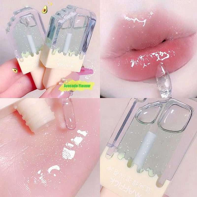 Pakivs 3Pcs Clear Cute Lip Gloss Set,Fruit Flavored Lip Oil Set,Long Lasting Moisturizing,Hydrating Lip Glow Oil,Party Gift,Non-toxic