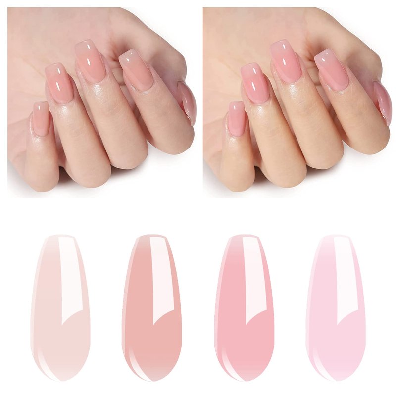Vishine Jelly Gel Nail Polish Collection Sheer Nude Pink Gel Polish Crystal Transparent Gel Polish Kit Nail Art Varnish Manicure Set 8ML 4PCS