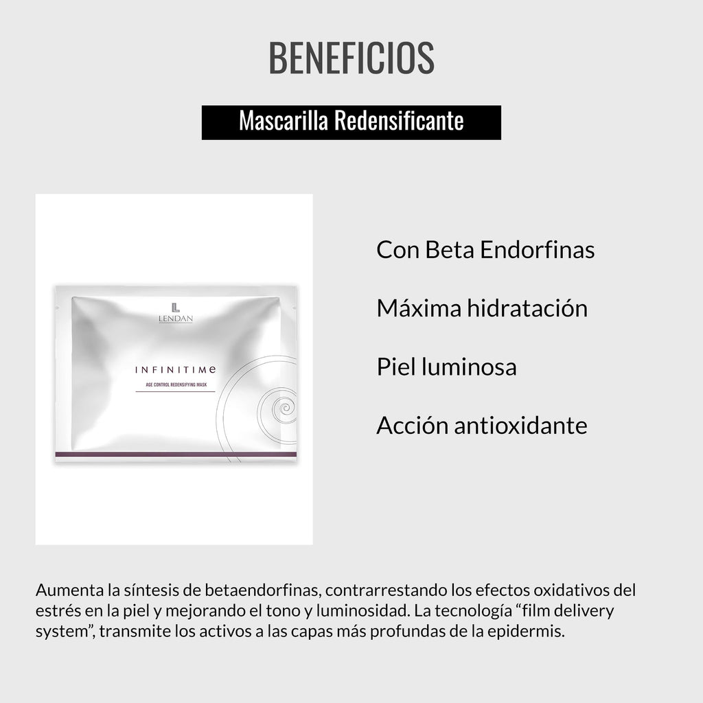 Lendan - Hydrating Facial Mask - Infinitime - 6 Sachets with 1 Décolleté Mask + 1 Face Mask - Deep Hydration - Radiant-Looking Skin - Antioxidant-Enriched Formula