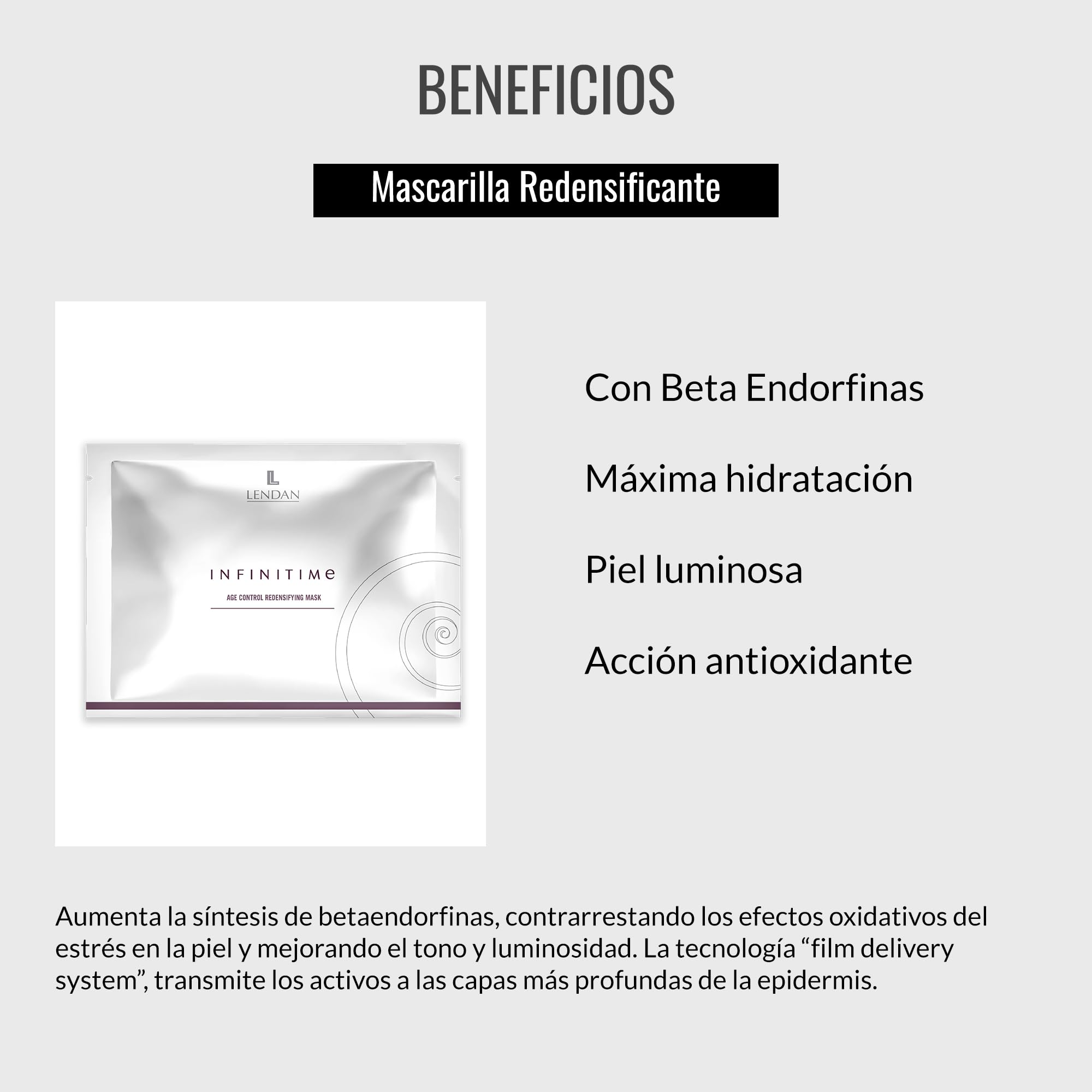 Lendan - Hydrating Facial Mask - Infinitime - 6 Sachets with 1 Décolleté Mask + 1 Face Mask - Deep Hydration - Radiant-Looking Skin - Antioxidant-Enriched Formula