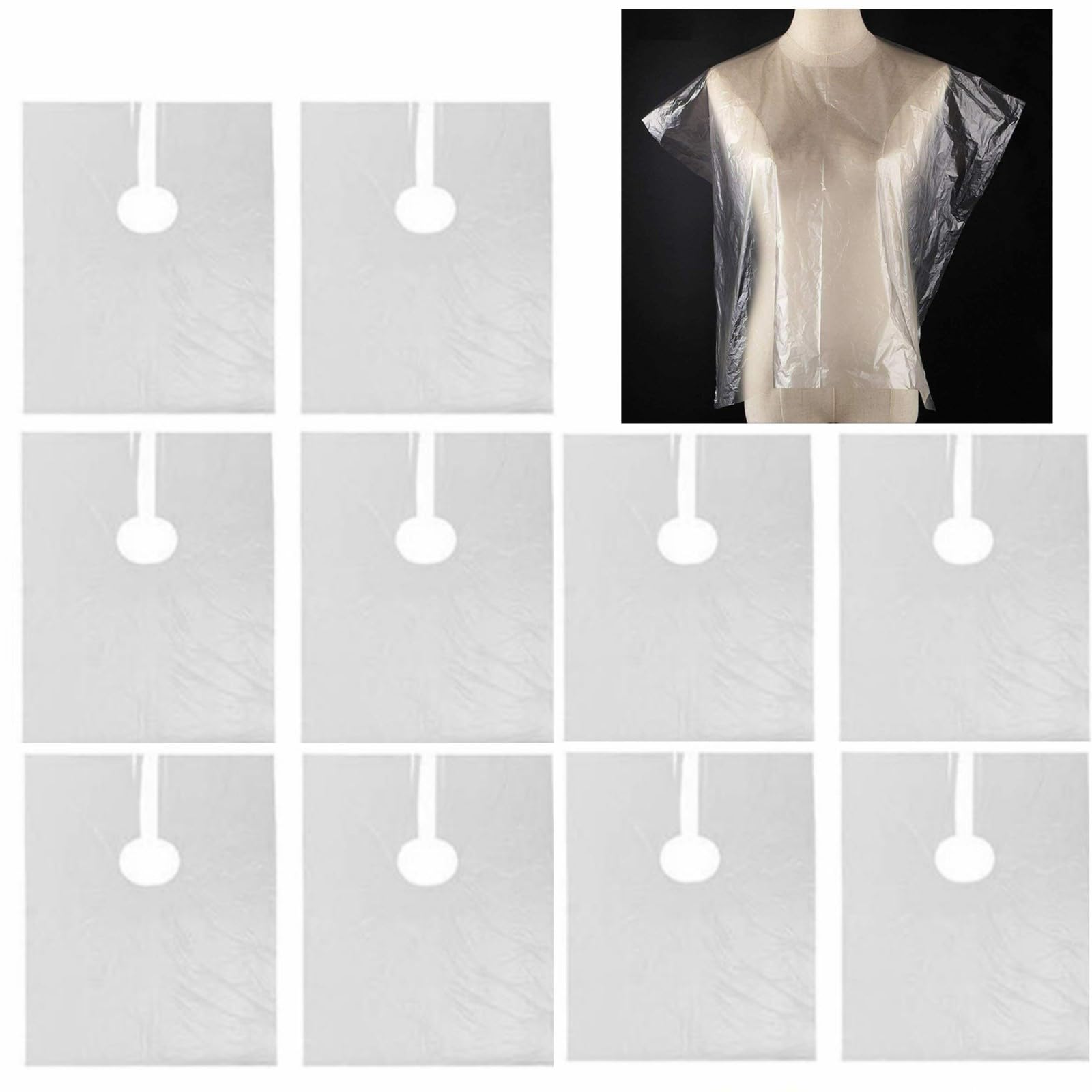 100pcs Disposable Hair Cutting Cape, Salon Barber Cape, Clear Apron Hairstylist, Waterproof Shampoo Capes for Hair Stylist Home Hairdressing, Hair Coloring, Perming
