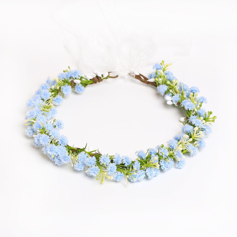 Yili Maizi Floral Crown Women Girls Blue Flower Crown Artificial Floral Headband Headpieces Headband Hair Wreath Accessories Photo Prop