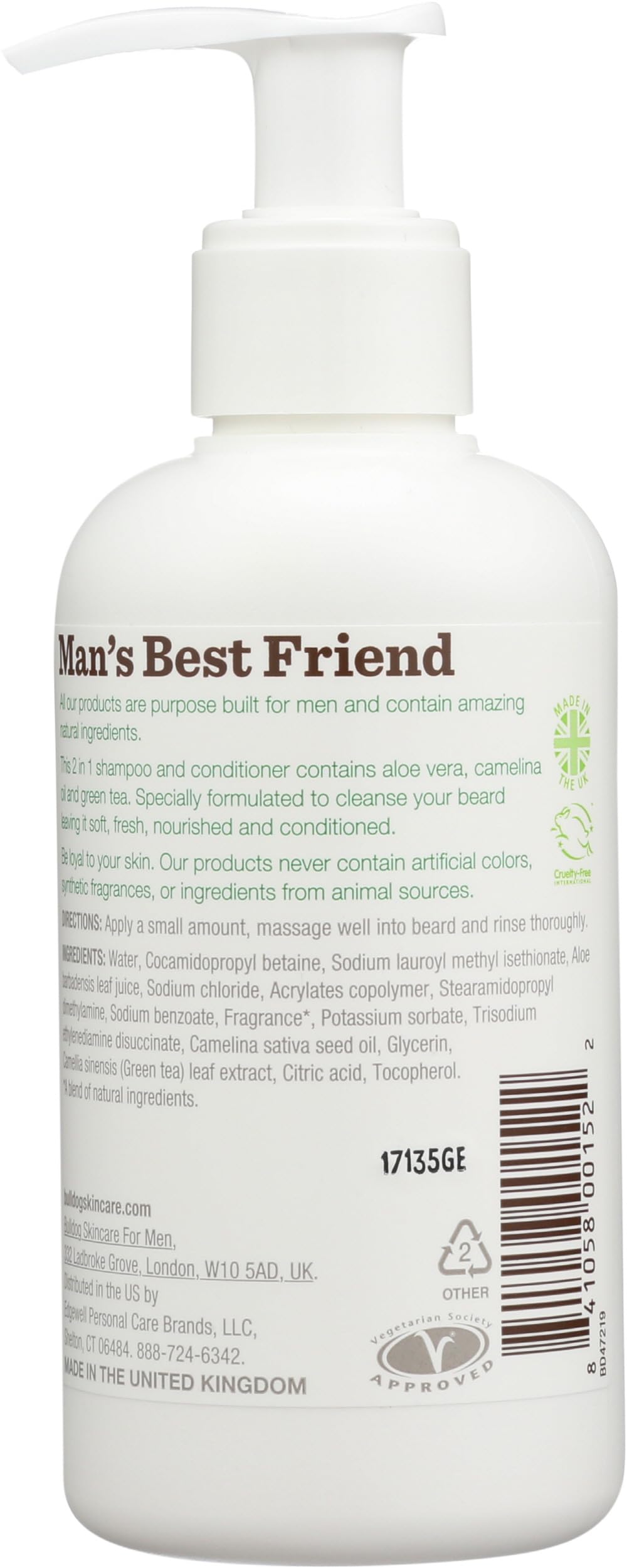 Bulldog Mens Skincare and Grooming Original Beard Shampoo and Conditioner, 6.7 Ounce