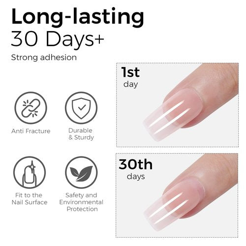 TOMICCA 4 in 1 Nail Glue for Press Ons 30g Gel Nail Glue Strong for Acrylic Nails Lamp Curing Needed UV