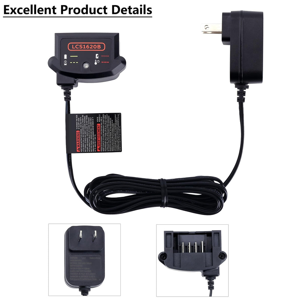 20Volt Battery Charger Replacement for Black and Decker 20V MAX Lithium Charger LCS1620B,Compatible with Black & Decker 12V/20V MAX Battery LBXR20 LBXR20-OPE LB20 LBX20 LBX4020 LB2X4020-OPE