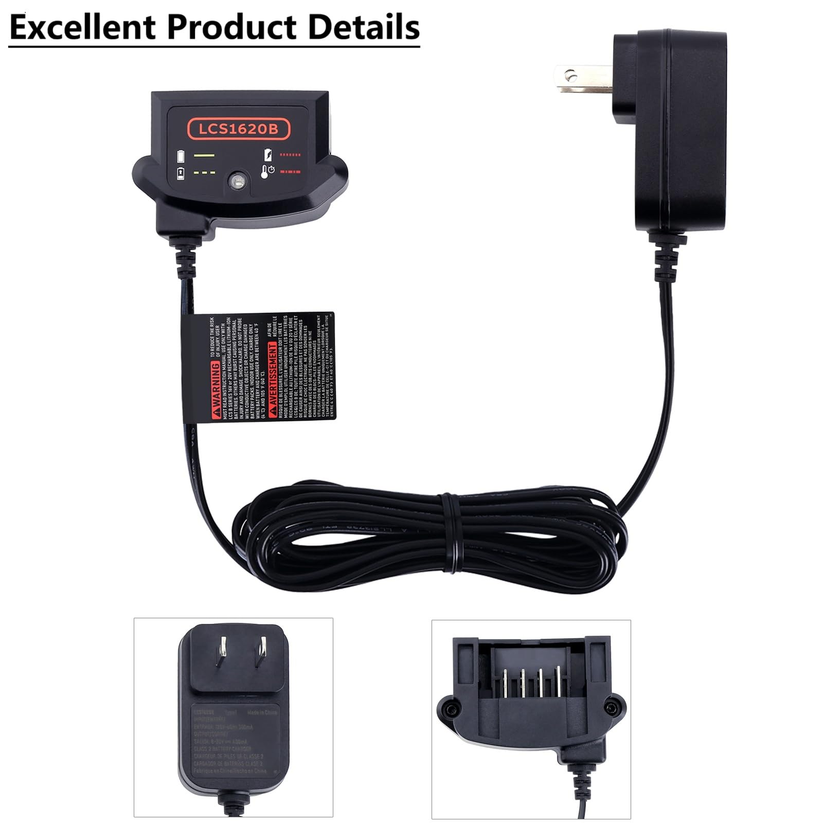 20Volt Battery Charger Replacement for Black and Decker 20V MAX Lithium Charger LCS1620B,Compatible with Black & Decker 12V/20V MAX Battery LBXR20 LBXR20-OPE LB20 LBX20 LBX4020 LB2X4020-OPE