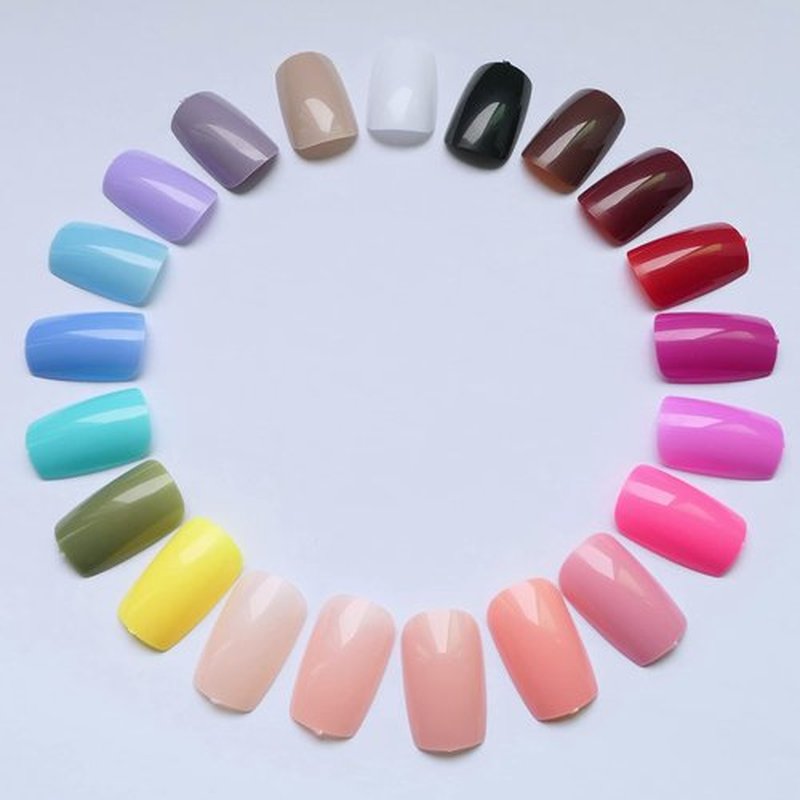 LoveOurHome 576pc Square Press on Nails Medium Fake Nails with Glue Tab, Medium Glue on Nails Press ons Nail Square Acrylic Nail Full Cover Artificial Fingernails Stick False Nail for Women Girls