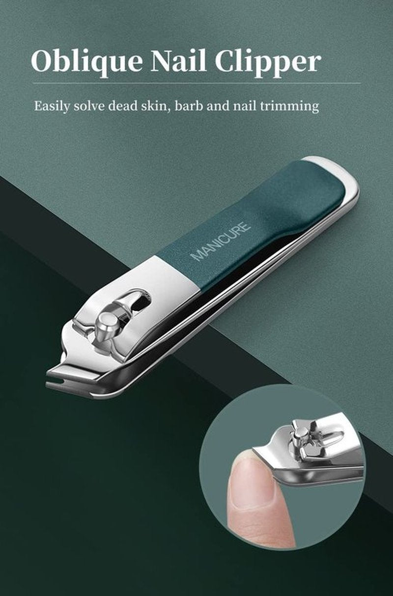 NEMIBAD 4 Pcs Manicure Set Stainless Steel Nail Clippers, Beauty Tool Portable Set Professional Grooming Kits, Travel Nail Kit for Men and Women (Green)