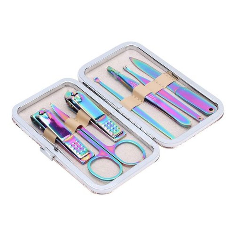 Nail Clipper Set – 7pcs Colorful Professional Stainless Steel Portable Travel Grooming Kit Nail Care Nail Scissors Kit Mens Women
