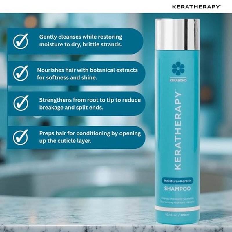 Keratherapy Keratin Infused Moisture Shampoo - Anti-Frizz Formula for Oily Scalp & Dry Ends | 10.1 fl. oz.