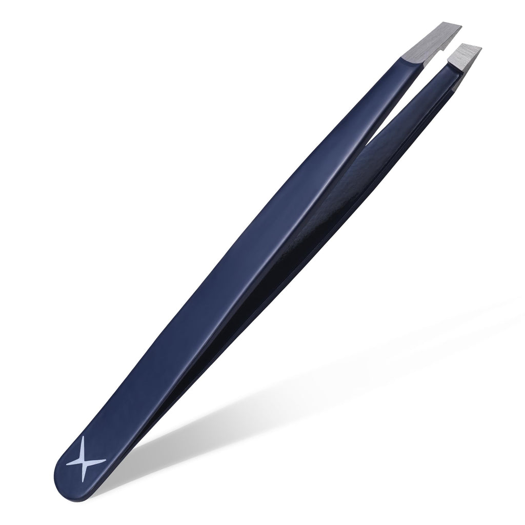 Professional Slant Tip Eyebrow Tweezers for Women & Men – Precision Hair Removal Tool – Stainless Steel Tweezers for Eyebrow Shaping, Facial Hair, Ingrown Hair & Splinter Removal (Midnight Indigo)