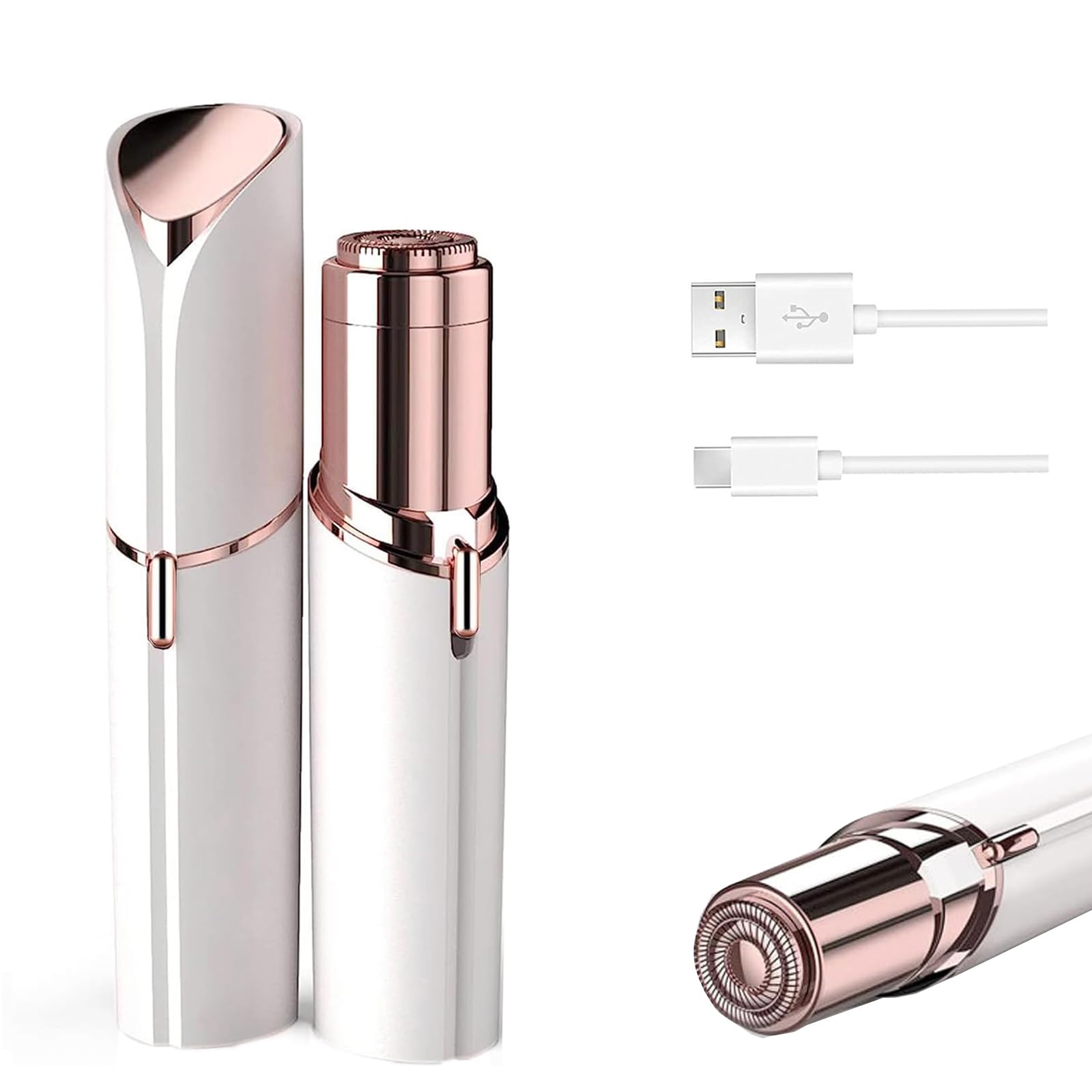 tuokiy Facial Hair Removal for Women, Painless Face Shaver for Womens, Face Razors for Lip, Chin with USB Rechargeable, White