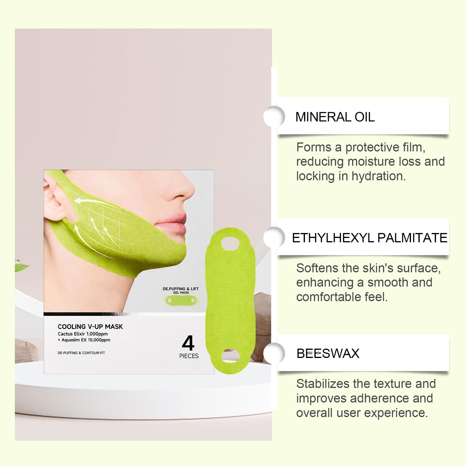 Nascence V-Line Lifting， Cactox Collagen Double Chin Lifting Band for Sagging Jawline & Facial Puffiness Jaw and Chin Lifting Improvement 4 pcs (1 pcs)