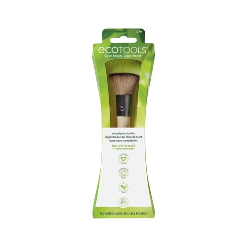 EcoTools Buffing Brush Set | Soft Custom Cut Bristles & Recycled Aluminum Ferrules - Ideal for Cream or Powder Foundation (Pack of 2)