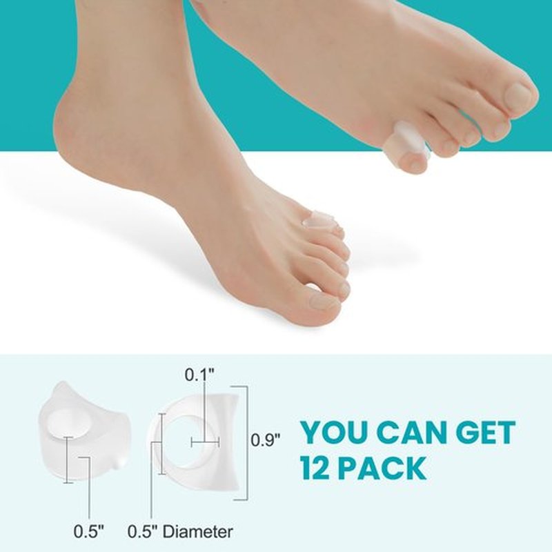Promifun Toe Separators for Women Gel Toe Separators for Overlapping Toes, Bunions, Big Toe Alignment, Corrector and Spacer, Preventing Rubbing Relieve Pressure (Pinky, 12 Pack, Clear)