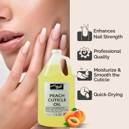 PRO NAIL - Cuticle Revitalizing Oil for Nails, Peach, 128 Oz - Professional Strength, Pedicure and Manicure - Moisturizes and Strengthens Nails and Cuticles - Soothing and Nourishing, Bulk