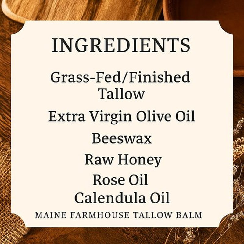 Maine Farmhouse Whipped Beef Tallow for Skin | Unscented Body Butter | Natural Face and Body Moisturizer | Honey, Beeswax and Botanicals | 2 fl oz