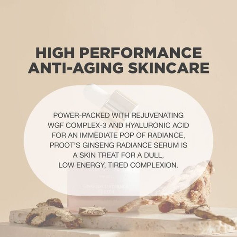 PROOT Ginseng Serum | Ginseng Serum with 52.5% Korean Ginseng Extract | Korean Ginseng Serum Formulated with Ginseng Extract, Hyaluronic Acid & WGF Complex-3 | Korean Ginseng Skin Care Technology