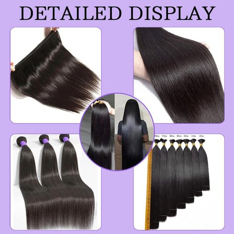 Straight Bundles Human Hair 22 24 26 Inch 12A Human Hair Bundles 100% Unprocessed Brazilian Virgin Hair Extensions Straight Human Hair Weave 3 Bundles Deals Natural Color