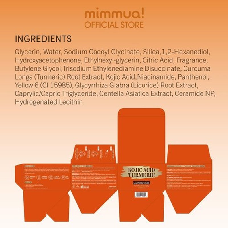 mimmua! KOJIC ACID TURMERIC CLEANSING CRÈME | Balm to Oil Cleanser | Makeup Remover Cleansing Cream | No Eye Stinging | Helps Even Tone & Fade Hyperpigmentation w/Consistent Use 100ml / 3.38 Fl Oz