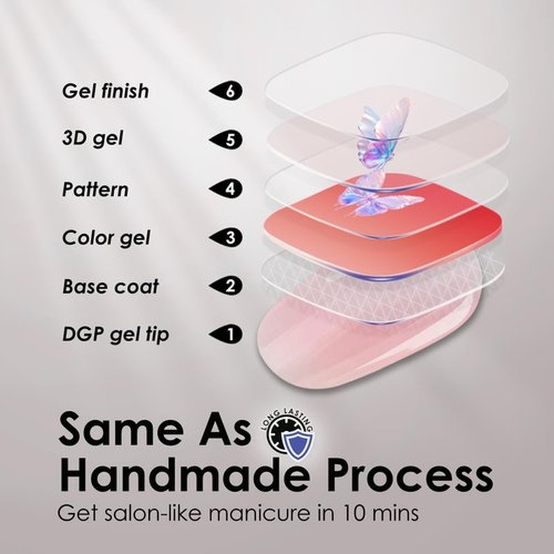 MqpQ Press On Nails Medium - Almond Nails Kit with 3D Sculpting, Chrome Stick On Nails French Tips,Pearl Soft Gel Fake Nails Kit for Women- 24pcs, Pearlescent