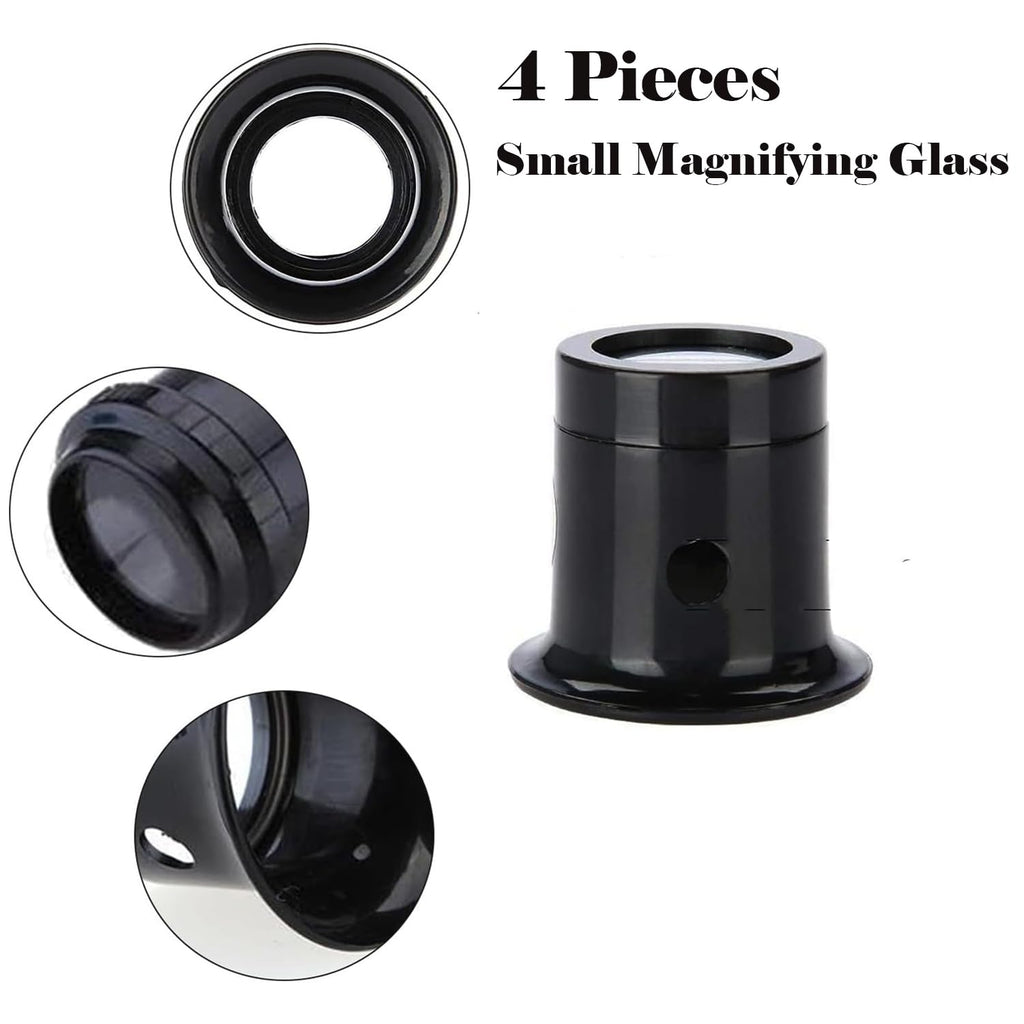 5PCS Portable Monocular Magnifier Small Magnifying Glass (10X 8X 5X 4X 3X)