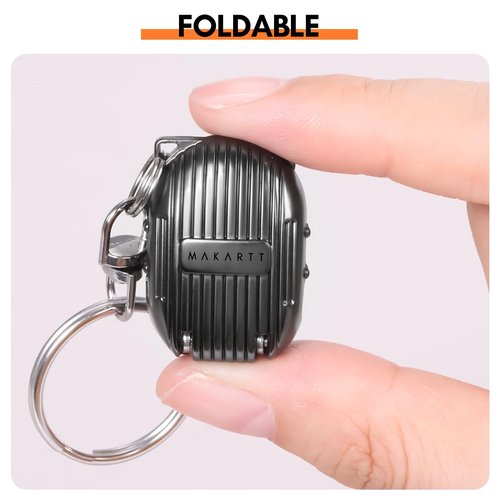Makartt Foldable Nail Clipper, Stainless Steel Mini Nails Cutter with Keyring, Portable Fingernail Trimmer for Manicure, Travel Kit (Black)