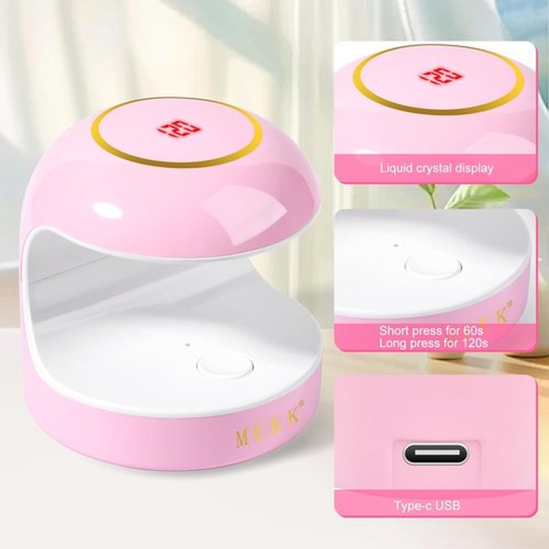 MEKK Mini UV Light for Gel Nails,18W Cordless Single Finger UV LED Nail Lamp,Portable Small Professional Flash Cure Lamp for Detail Work,Compact Design for Beginners,Travel,Home-Pink