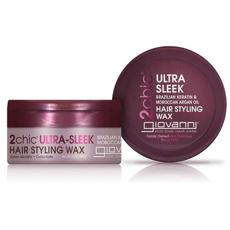 GIOVANNI 2chic Ultra Sleek Hair Styling Wax - Strong Hold with Brazilian Phyto-Keratin & Argan Oil | 2 oz