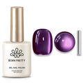 BORN PRETTY Cat Magnetic Eye Gel Nail Polish,Purple Jelly Glass Magnetic Gel Polish Glitter Soak Off Nail Art Salon Manicure Home Gift 15ml