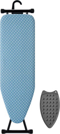 BKTD Compact Ironing Board - Adjustable Height, Heat Resistant Surface | Space-Saving 13" x 43" in Diagonal Checkered Blue