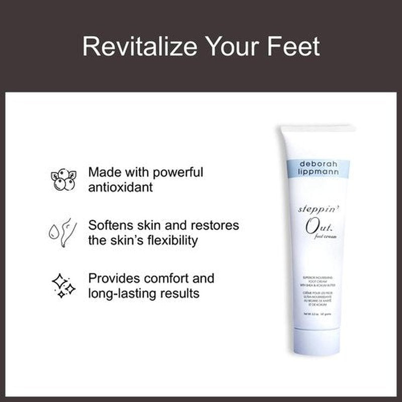 Deborah Lippmann Steppin' Out Foot Cream | Moisturizes & Softens Dry Feet, Restores Flexibility & Cracked Heels for Healthy Skin | Non-Greasy | 5.2 Oz