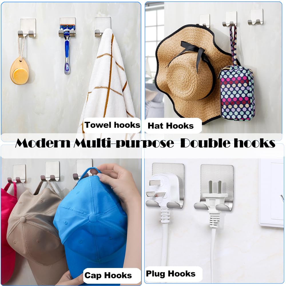 Fotosnow Razor Holder for Shower Shaver Hook Hanger Stand Self Adhesive Stainless Steel Utility Storage Hook Shower Hook for Razor,Bathroom Kitchen Organizer-4 Packs