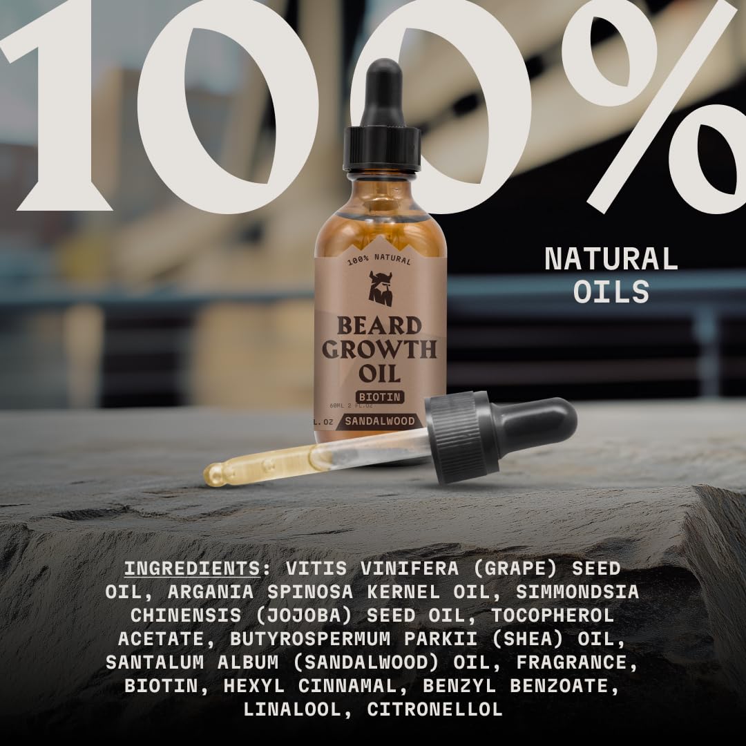 Striking Viking Beard Growth Oil with Applicator - 2 Fl Oz, Sandalwood