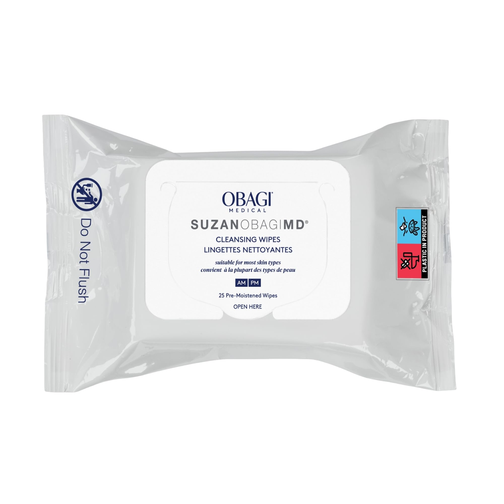 Obagi Medical On the Go Cleansing and Makeup Removing Wipes, 25 Count