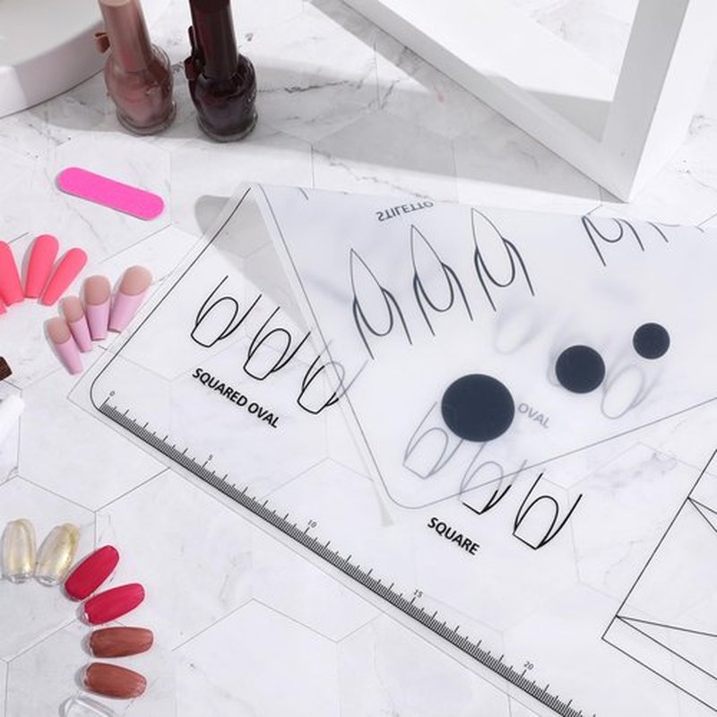 FOMIYES Nail Practice Mat, Silicone Nail Training Sheet for Stamping Nail Art Decal Salons Home DIY Manicures Tool